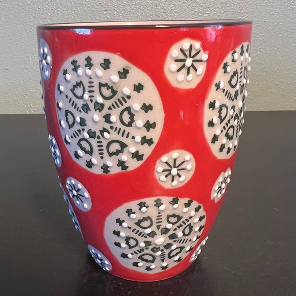 Pair of CHEHOMA Bohemian Ceramic Mugs w/ Embossed Raised Dot Designs - Picture 4 of 9